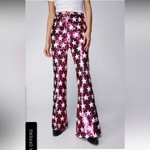 Nasty Gal Pink Star Sequin Pants